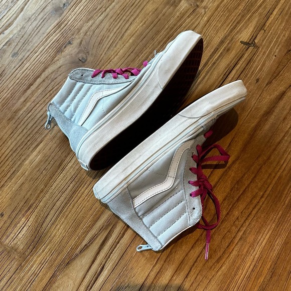 Vans High Top Suede Girls Zip Sneakers Pale Blue Sequin Unicorn - Picture 5 of 11